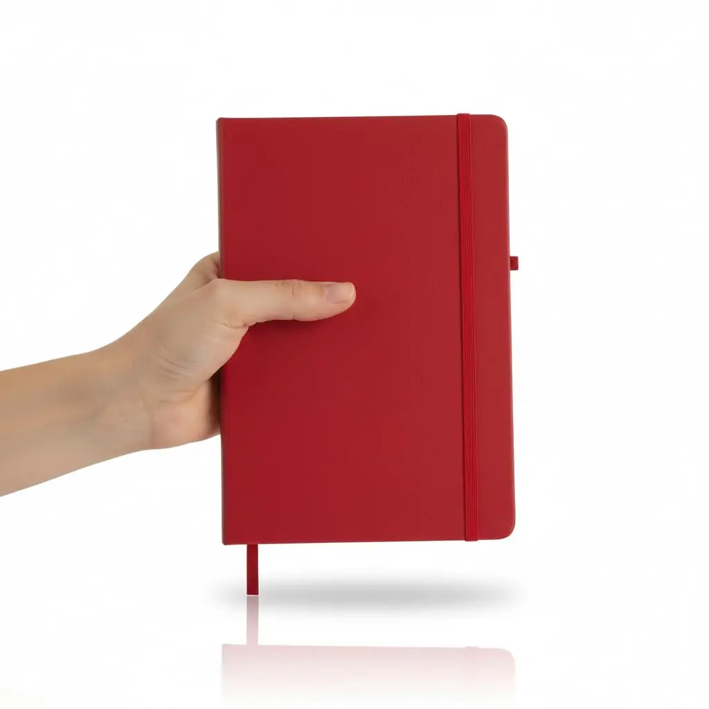 Caderno A6 UTIMAIS+ 14x9cm 80 Folhas Pautadas, Capa Dura PU com Elástico e Suporte para Caneta, Vinho