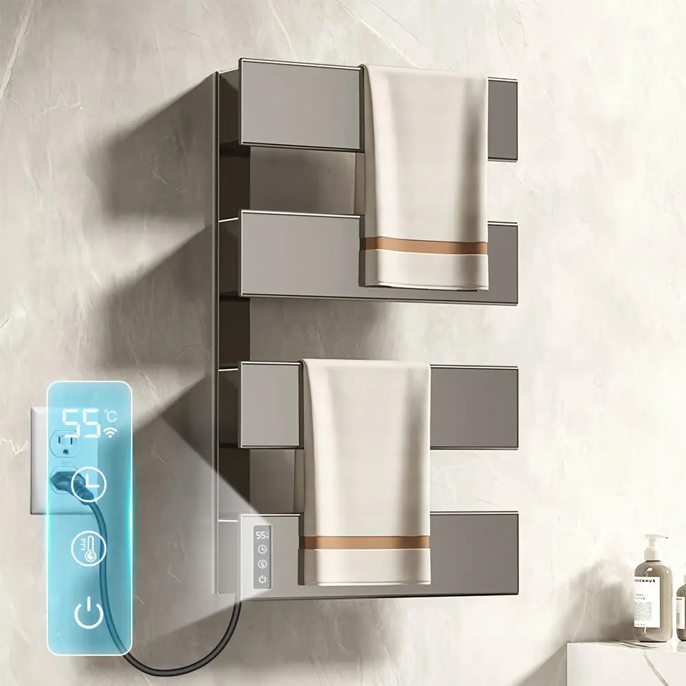 220V Toalheiro Termico, Secador de Toalhas Eletrico, Aquecedor de Toalha para Banheiro, com Timer Embutido, Max 65℃, Toalheiro Eletrico, Liga de Alumínio, Aquecimento Rápido em 3 Minutos