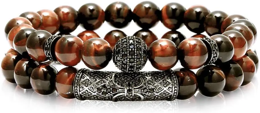 Pulseira Olho de Tigre Vermelho Natural – Energia, Foco e Equilíbrio Masculina e Feminina
