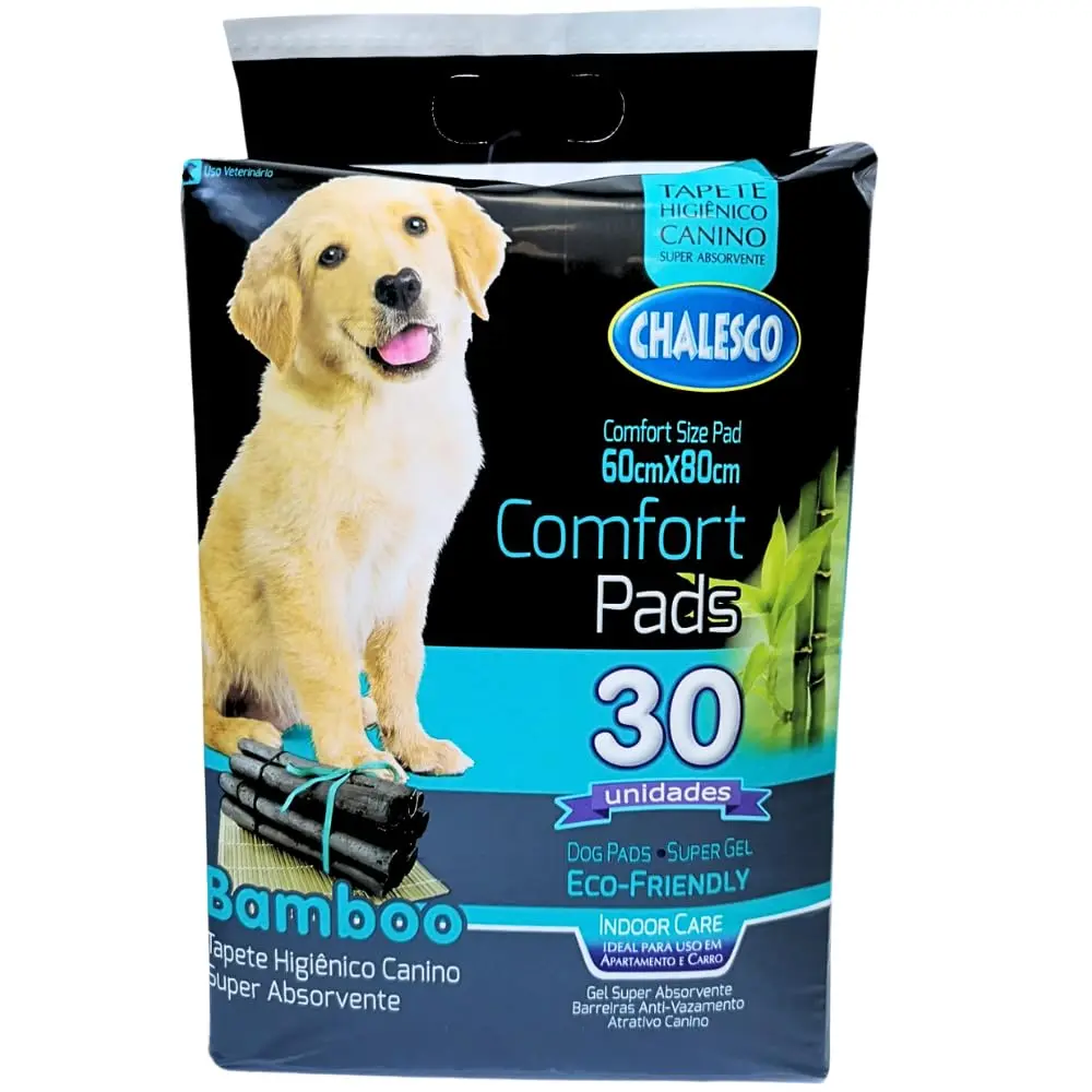 Tapete Higiênico Confort Bamboo Chalesco para Cães – Alta Absorção, Controle de Odores e Base Impermeável | 30 Unidades