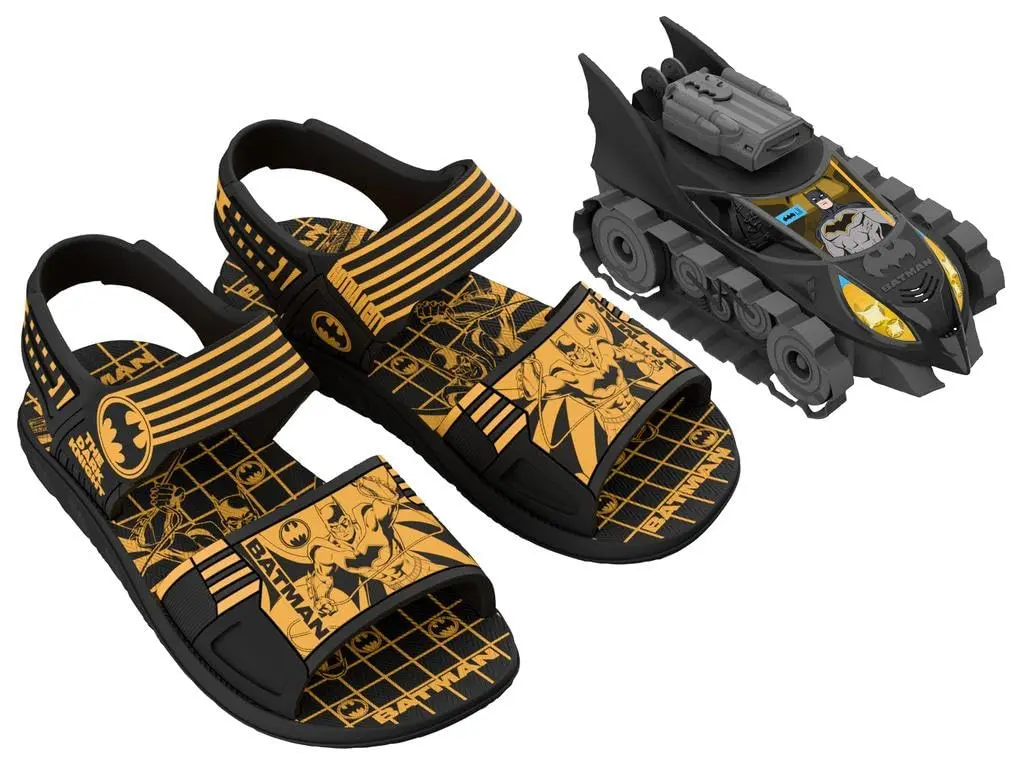 Sandália Infantil Batman Combat, Grendene Kids, Kit, | Com Carro