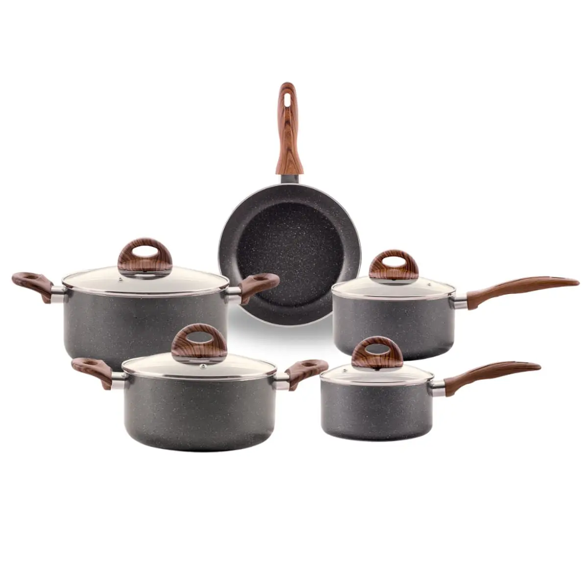 Jogo de Panelas com Indução Brinox Antiaderente Ceramic Life Smart Plus 5 Peças Granito - 1