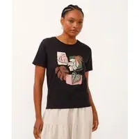 camiseta de algodão folhagem real not perfect preta