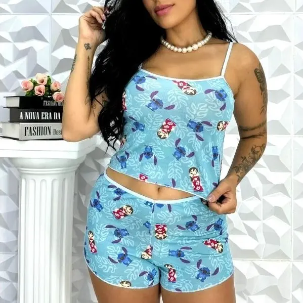 Kit babydoll blogueira sapequinha short + blusinha leve e confortável - 1