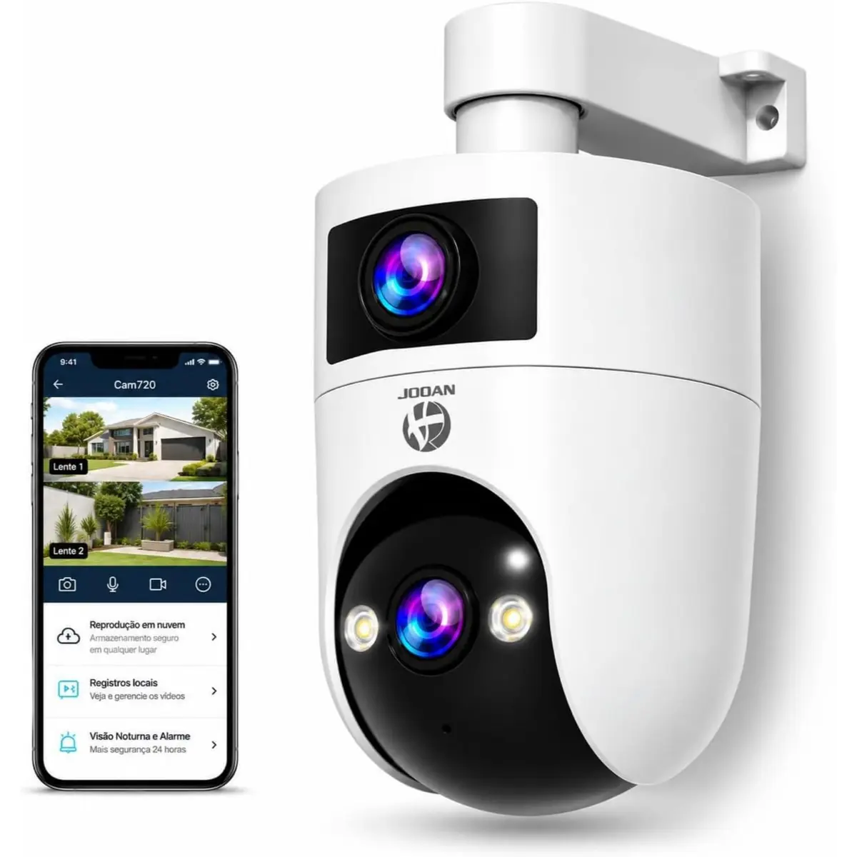 Câmera de Segurança Externa 6MP Dupla Lente PTZ 360°, Câmera IP Sem Fio | Câmera de Segurança Para Casa com WiFi 2.4G/5G, Dupla Lente Grande Angular, Detecção de Movimento, Áudio Bidirecional - 1