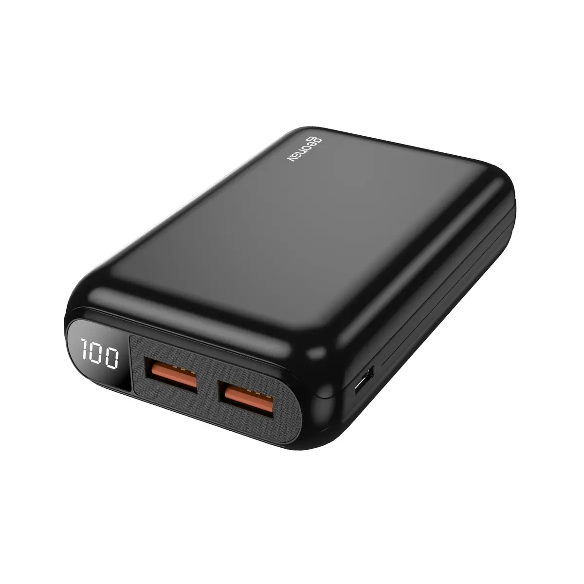 Geonav Power Bank Ultra Compacto com carregamento Rápido 1 porta USB-C (entrada/saída) de 20W de potência, 2 portas USB-A (Saída) de 18W de potência, PB20K20WBK Preto