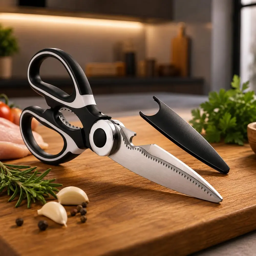 Tesoura de Cozinha Multiuso 21 cm Aço Inox com Bainha Protetora