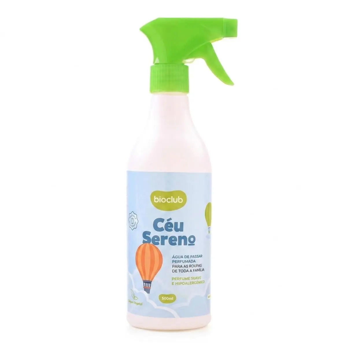Água de Passar BioClub, Céu Sereno, 500ml | Origem vegetal, segura para o dia a dia com bebês e crianças, perfume suave, sem precisar enxaguar depois de usar