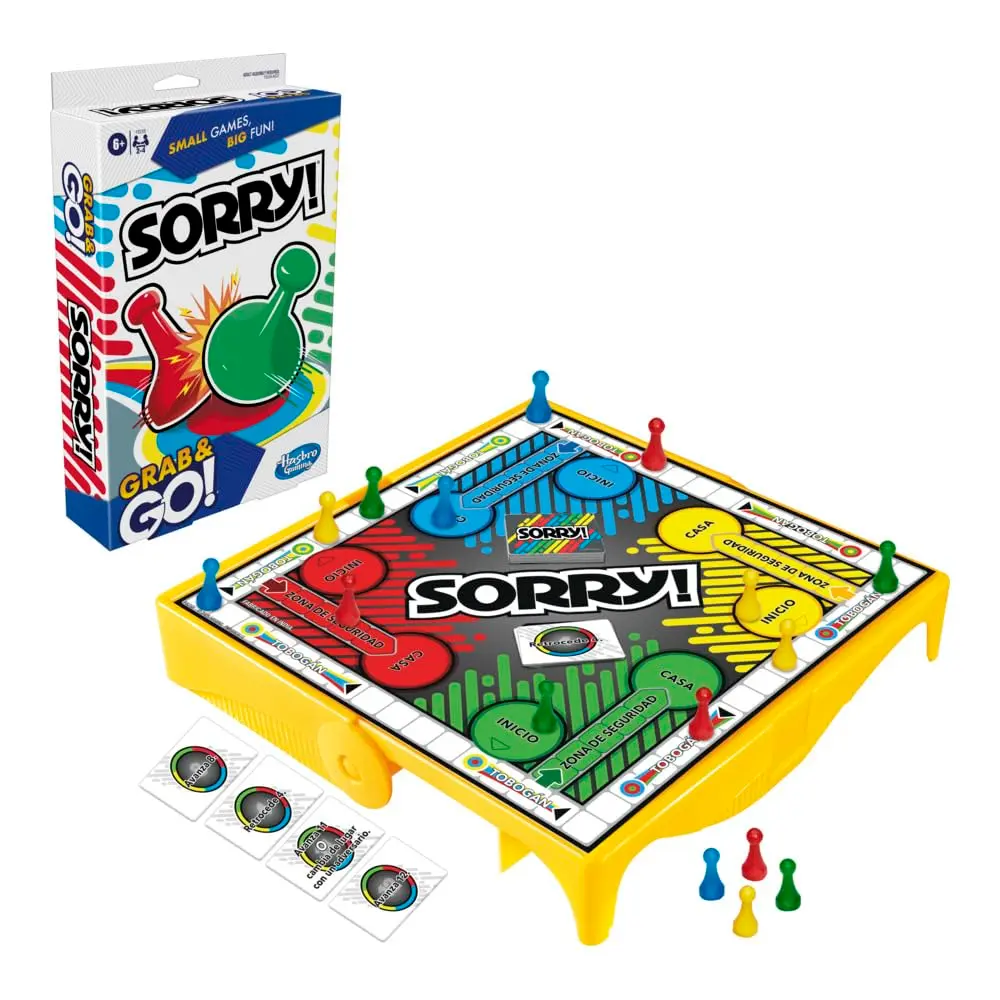 Hasbro Games, Jogo de Tabuleiro Portátil, Sorry! Grab and Go - Jogo para Crianças, 2 a 4 Jogadores - A partir de 6 Anos