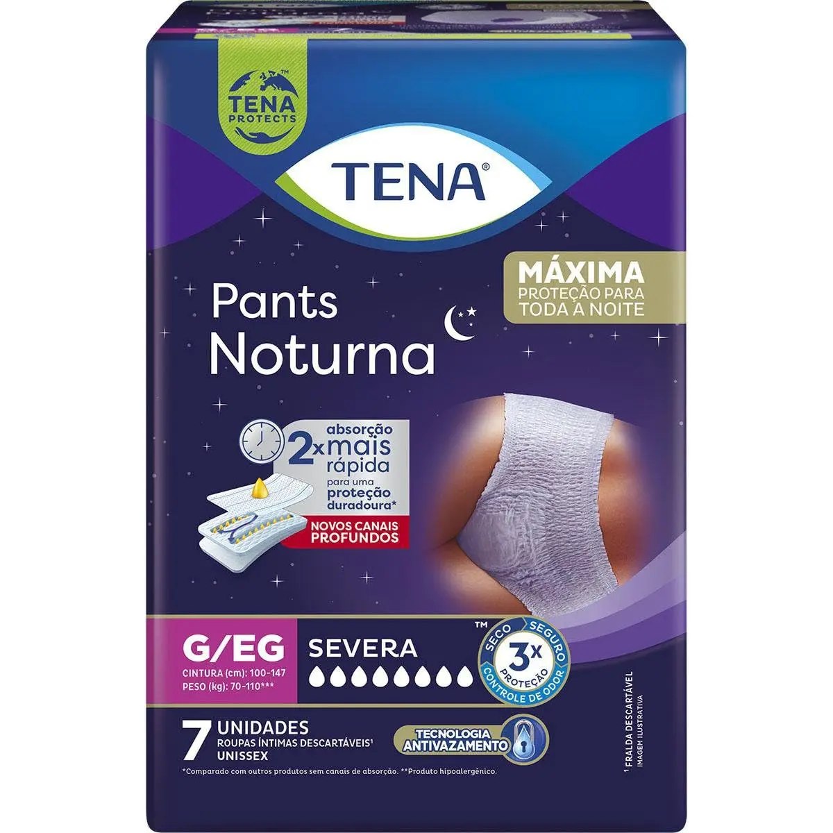 Tena Pants Noturna Roupa Íntima G/EG 7 unidades