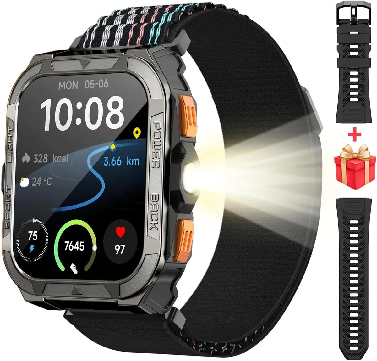 Blackview Relógio Inteligente Smartwatch Militar com GPS, Até 100 Dias, Tela 1.91", ChatGPT IA, Lanterna LED, Bússola, 170+ Modos Esportivos, Chamadas Bluetooth, IP68, Compatível iOS/Android