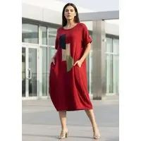 Vestido CabanaFree Midi Amora Malha Midi Plus Bordô - 1