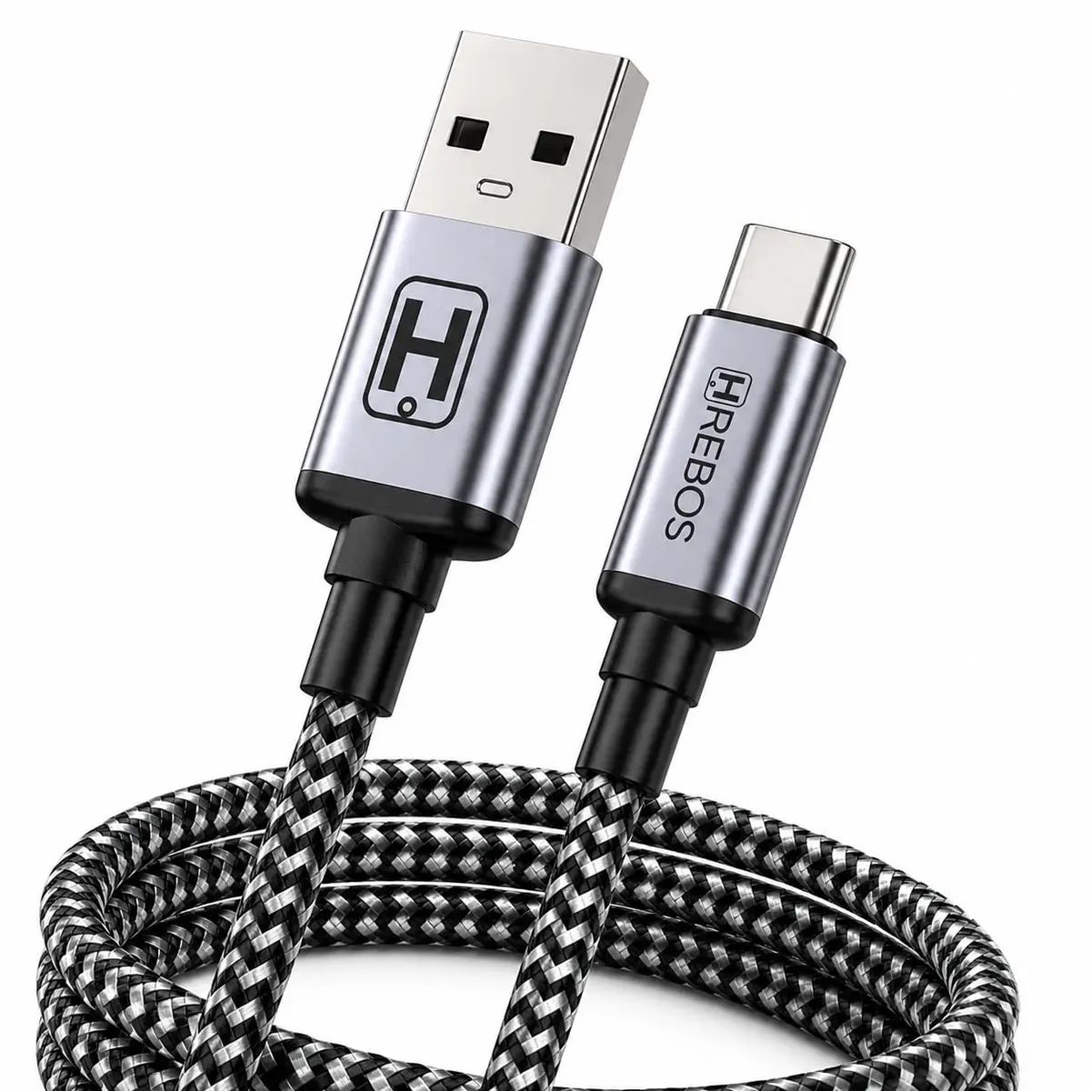 Cabo USB para USB-C 2 Metros 60W, Carregamento Rápido 3A, Nylon Trançado Reforçado, Alta Durabilidade, Compatível com Android, Samsung, Xiaomi