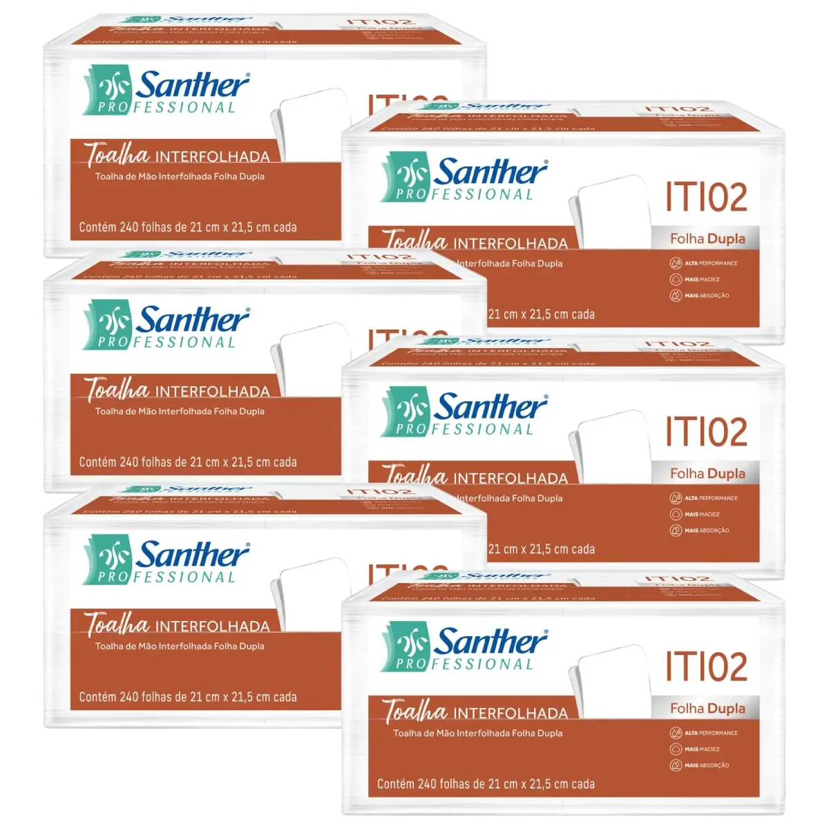 Papel Toalha Interfolhado Folha Dupla Santher Maxima Absorção 1400 Folhas