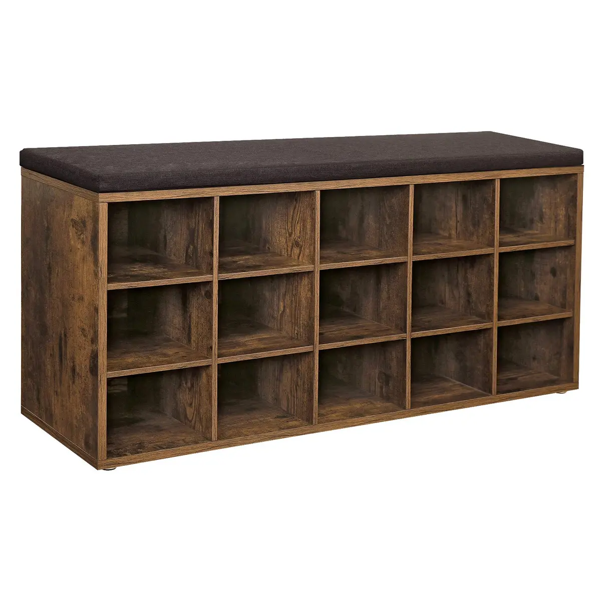 VASAGLE Banco Sapateira com Almofada, 15 Compartimentos, 105 x 30.3 x 48 cm | Banco Sapateira, 1 Peça, para Hall de Entrada, Branco e Cinza, Coleção CUSTOS BRLHS15BX - 1