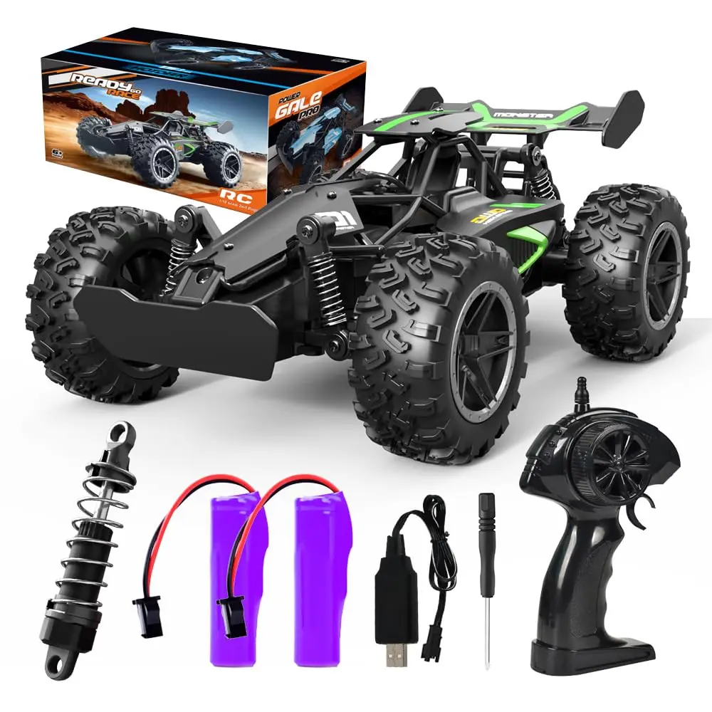 Carro Off-Road com Controle Remoto, Carro de Alta Velocidade 1:18 | Escala 1:18, 15 KM/H, Carro Acrobático RC Recarregável de 2,4 GHz, 2 Baterias Recarregáveis
