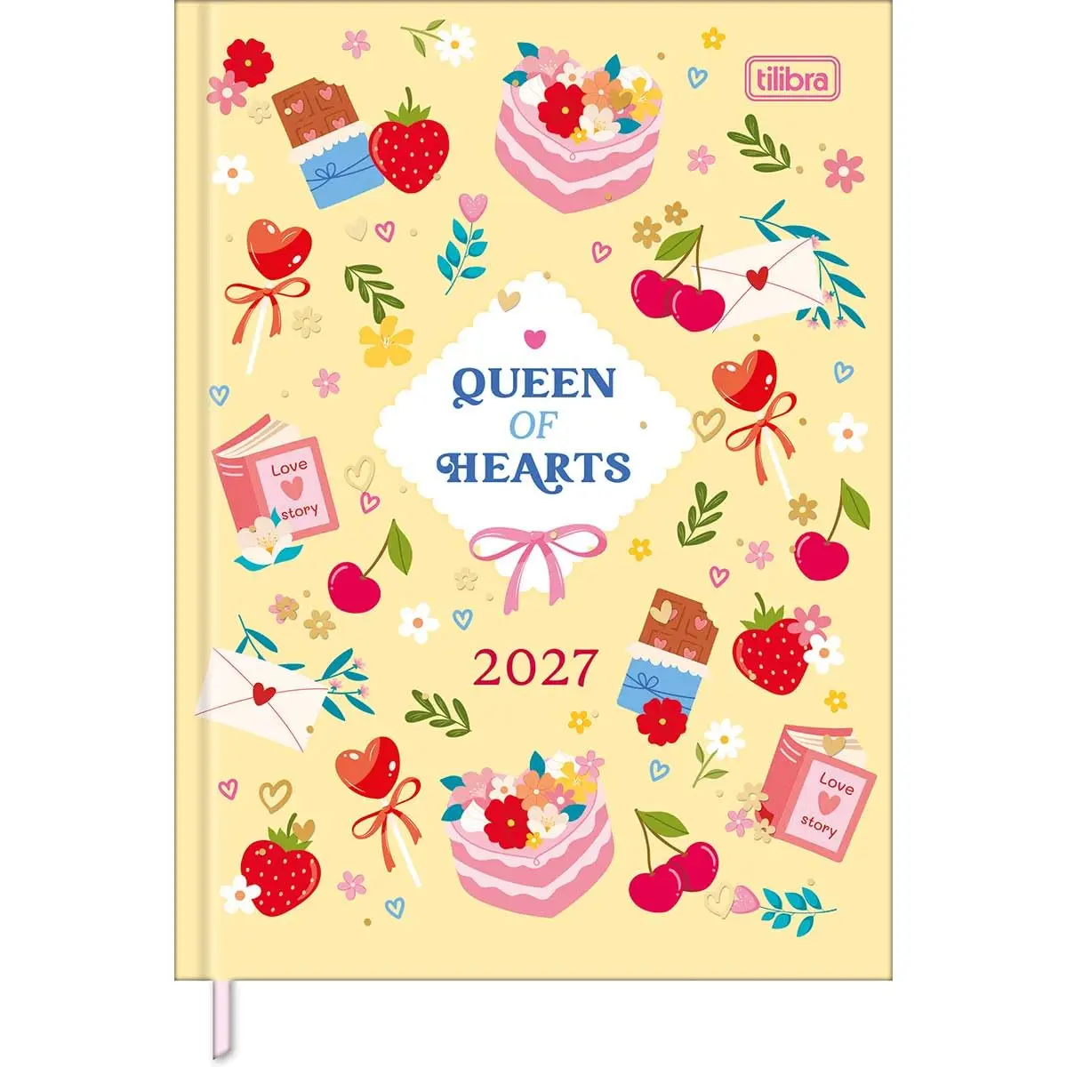 Tilibra - Agenda Costurada Diária 12,3 x 16,6 cm Charme 2027 - Amarela Queen - 1