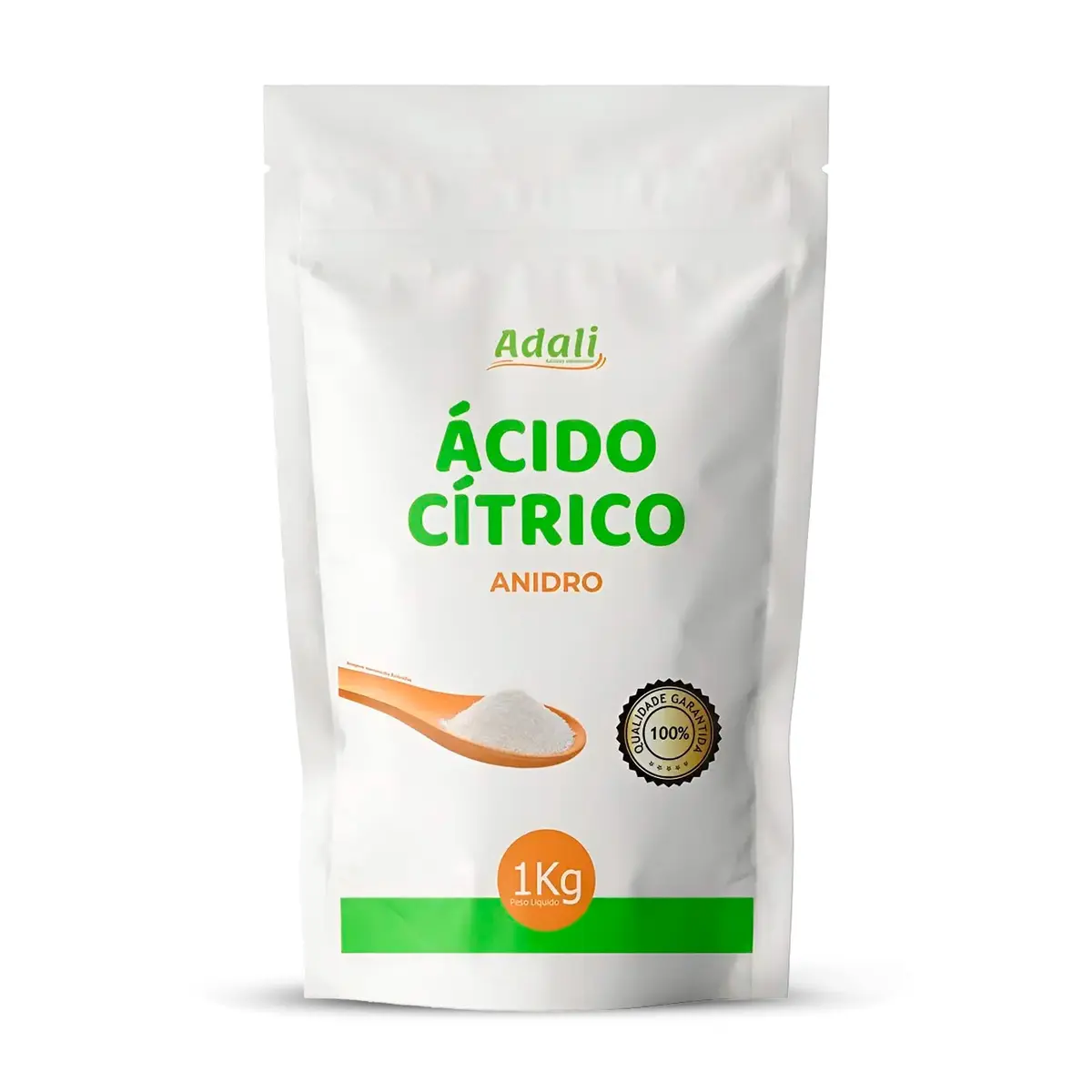 Ácido Cítrico Anidro Grau Alimentício 1kg Adali Regulador Acidez em Pó | Alta concentração e solubilidade sem alterar a diluição de receitas alimentícias, bebidas e doces.