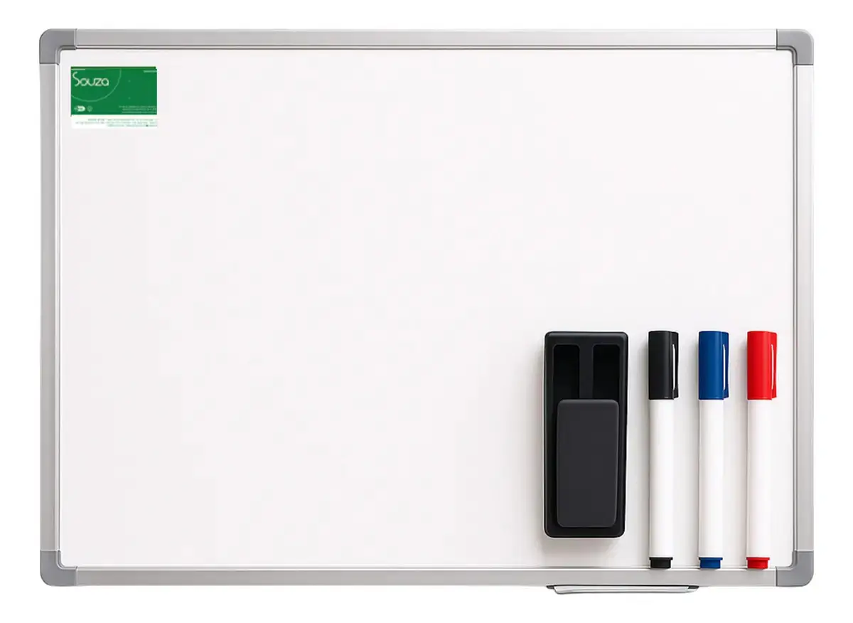 Lousa Quadro Branco 90x60 Com Apagador E 3 Marcadores