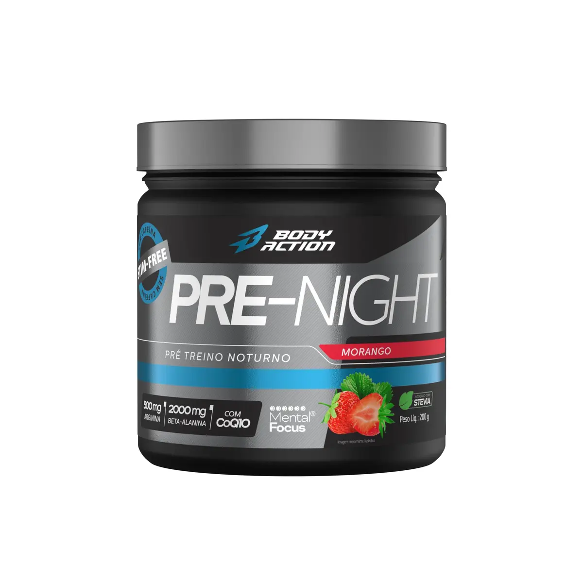 Pré Treino Noturono Pre-Night 200g Sabor Morango Bodyaction