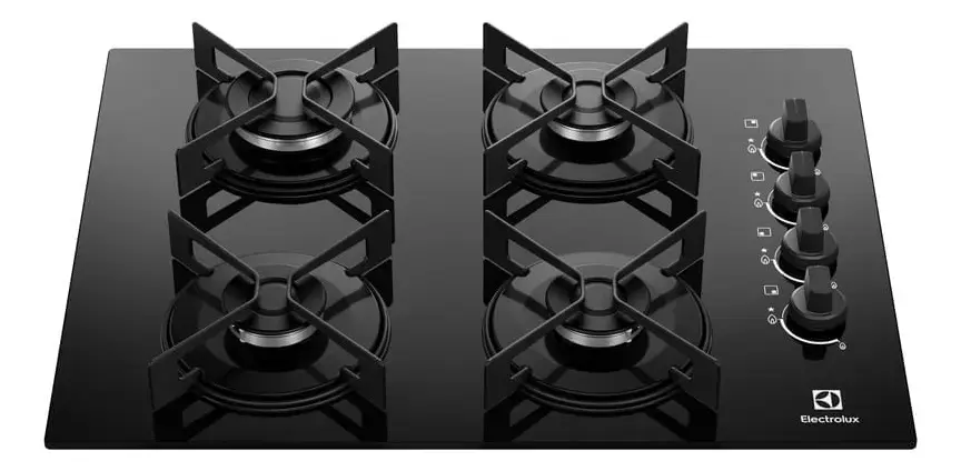 Cooktop 4 Bocas a Gás Electrolux Mesa de Vidro Efficient Grade de Aço Fosco (KE4GR) Bivolt - 1