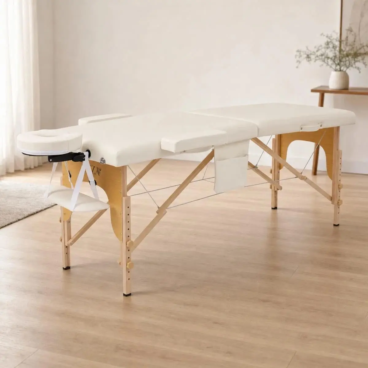 BKZA - MSG - Cama Maca de Massagem Portátil Premium, Cama de Tatuagem, Estética, Massoterapia, Spa, Altura Ajustável, Estrutura de Madeira Resistente com acessórios e bolsa de transporte (New White) - 1