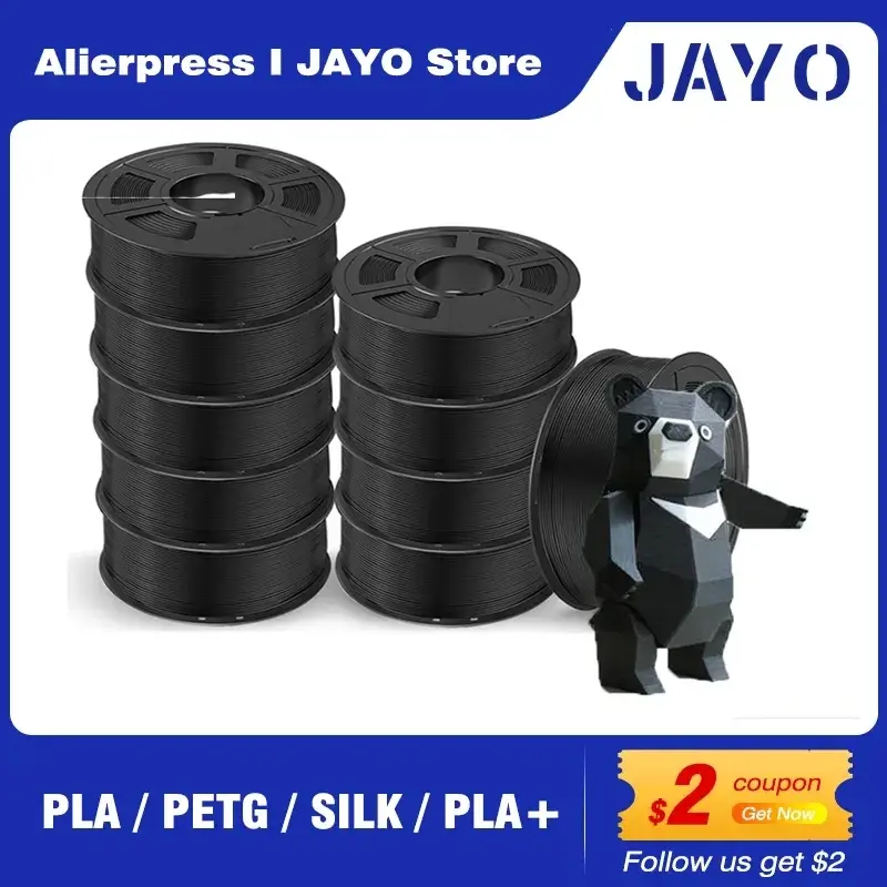 Jayo pla pla plus abs petg filamento de seda 1.75mm 10 rolos/conjunto recargas não-tóxico pla meta filamento de impressora 3d presente diy