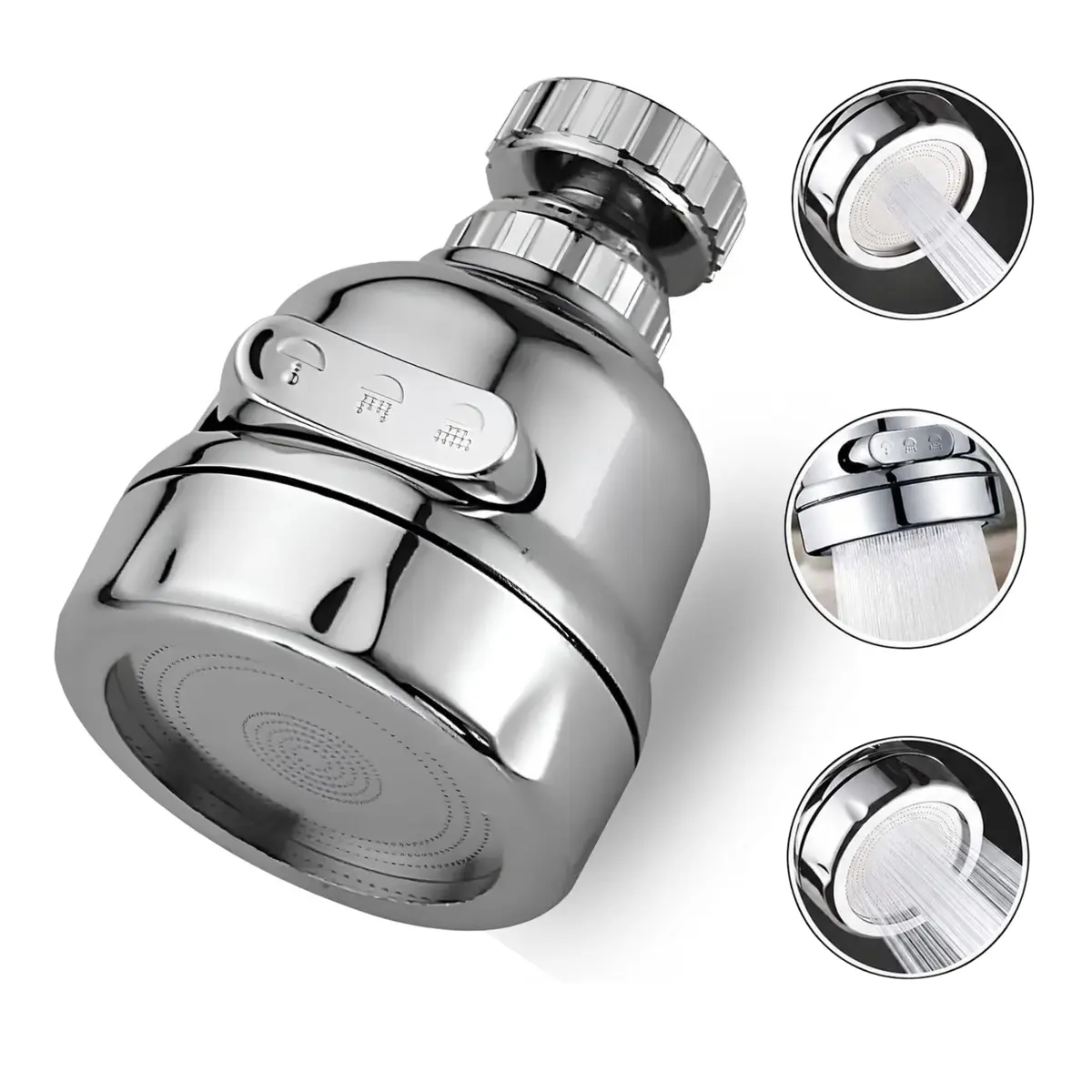 Arejador de Torneira Universal Adaptador para Cozinha Giratório 360° 3 em 1 | Acabamento Cromado, Economia de Água, Instalação Universal, modo chuveirinho, universal - 1