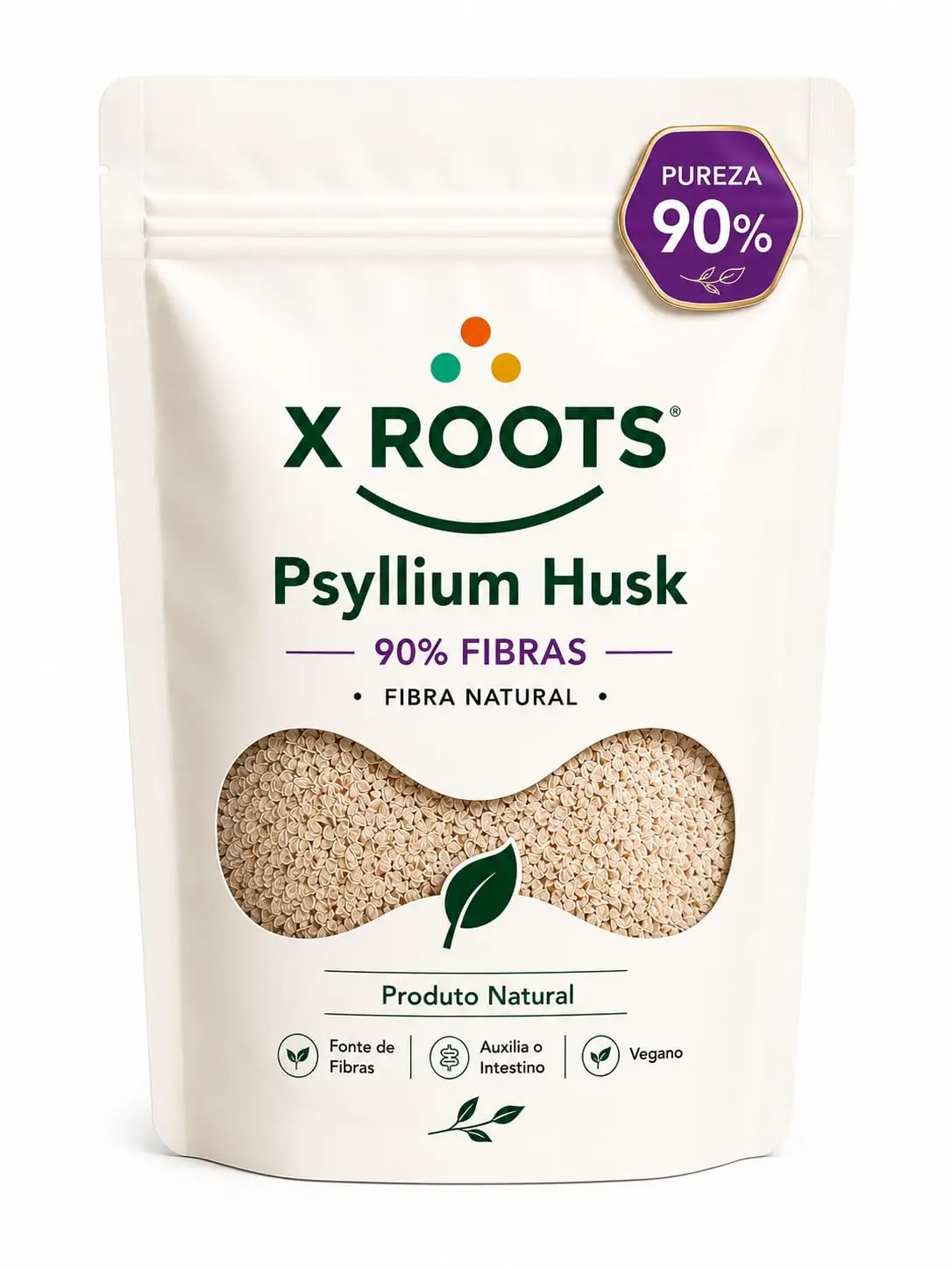 Psyllium Husk 90% X Roots – Alta Concentração de Fibras Solúveis | Fibra Natural de Psyllium | Auxilia na Saciedade e Funcionamento Intestinal | 100% Natural (1kg) - 1