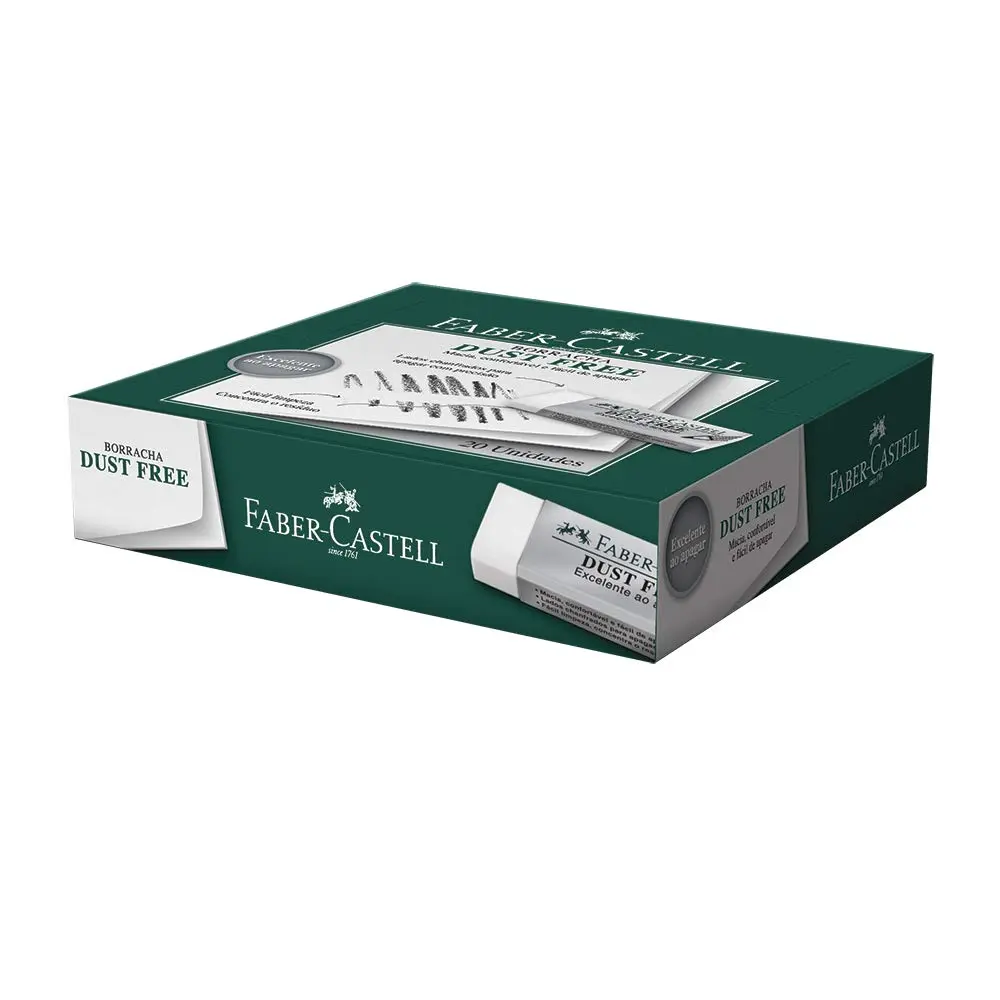 Borracha Dust Free, Faber-Castell, 187129, Branca, pacote de 20