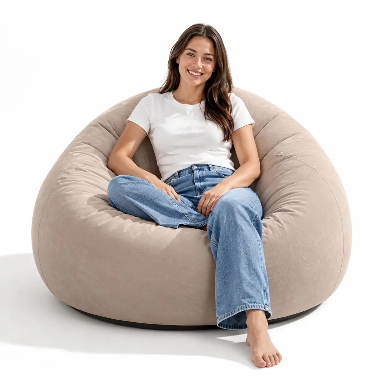 Cadeiras Infláveis Tipo Saco para Adultos Inclui Uma Bomba de Inflar - Sofá Inflável Dobrável e Portátil para Noite de Cinema ao Ar Livre e Acampamento - Cor Café