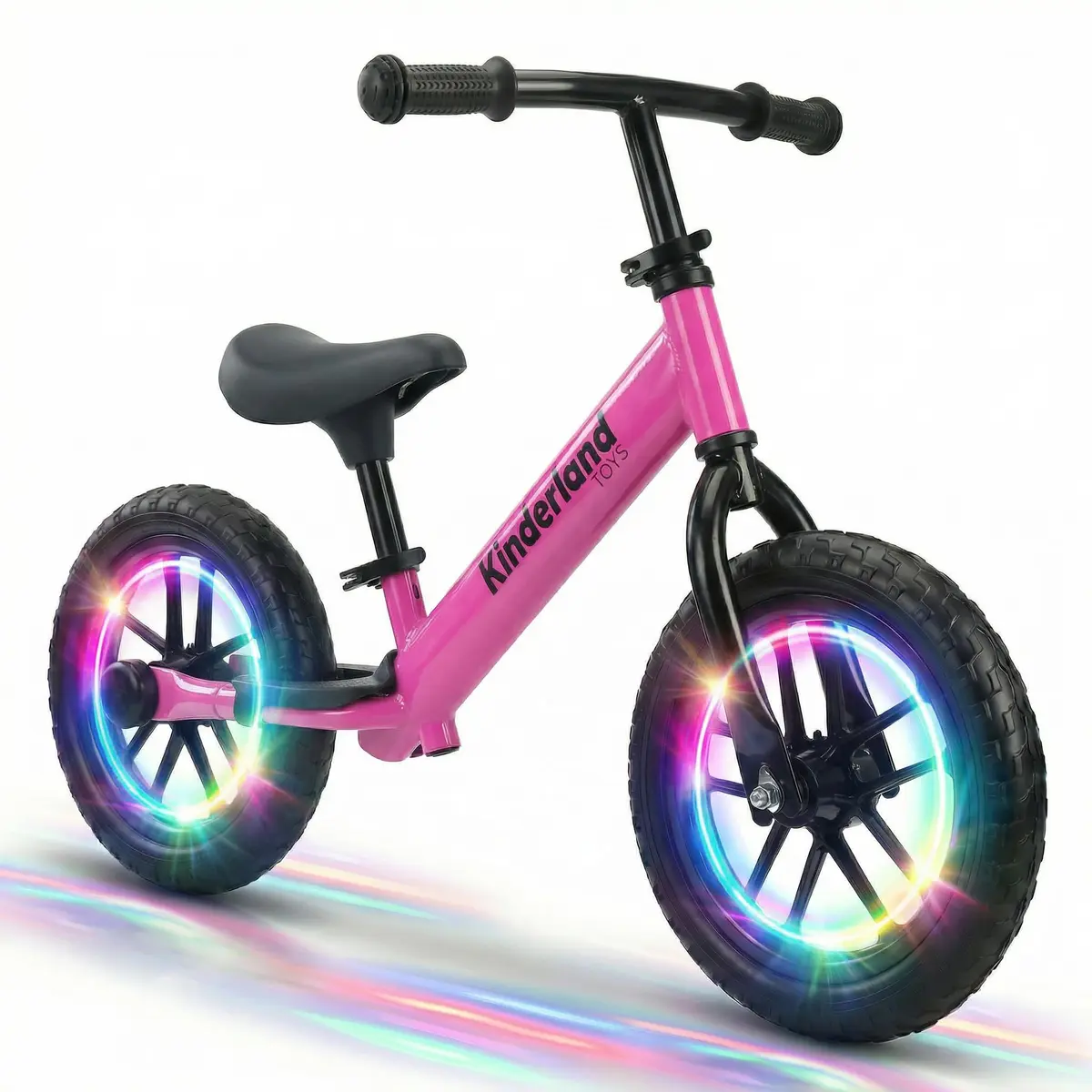Kinderland Toys Bicicleta de Equilíbrio Infantil Rodas LED Patente Design - Brinquedo Montessori Educativo Menina Menino 2-6 Anos - Presente Mágico para Grande Aventura e Coordenação
