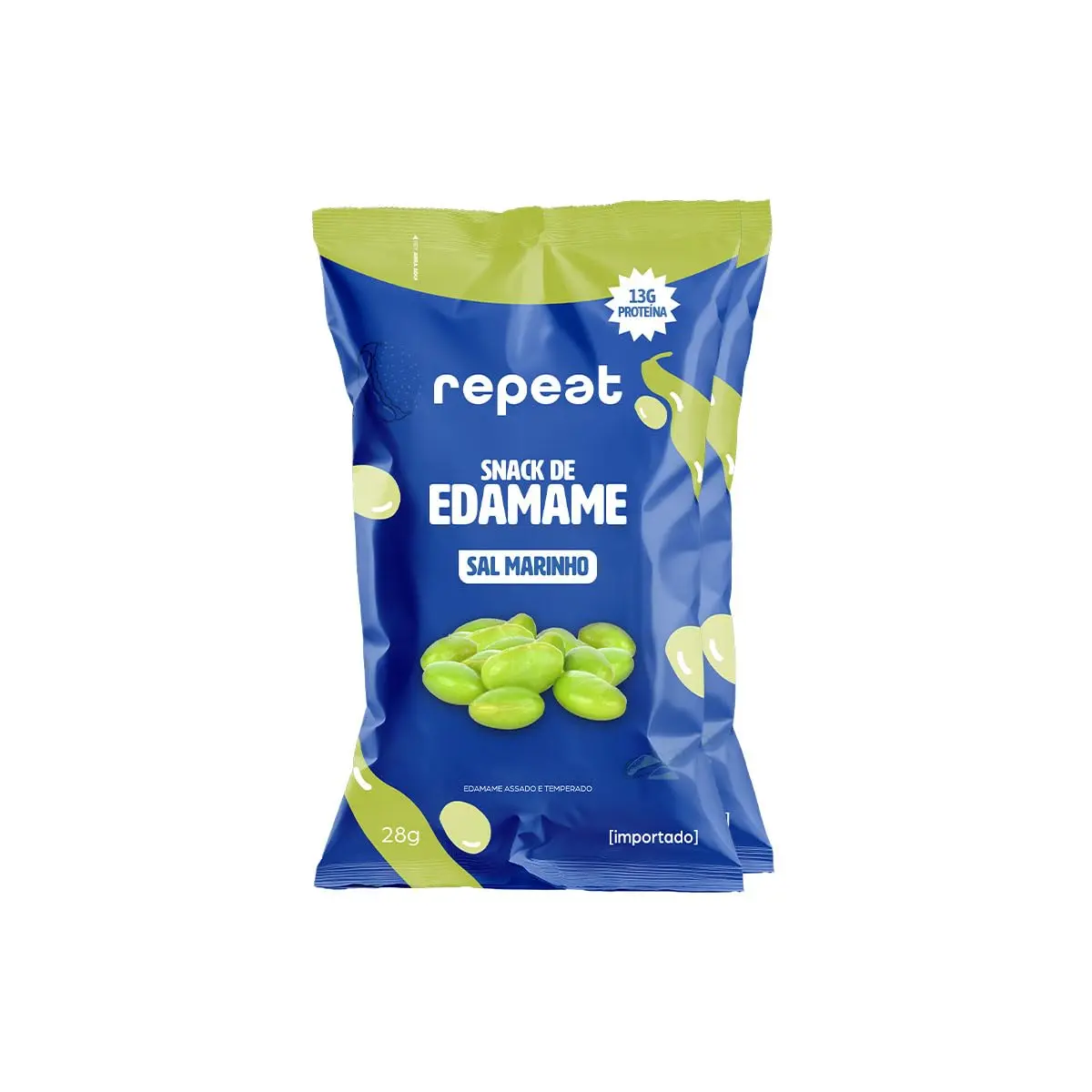 Repeat, Snack de Edamame 13g de proteína vegetal por pacote de 28g | Kit com 2 unidades | Snack Crocante Salgado (Sal marinho)