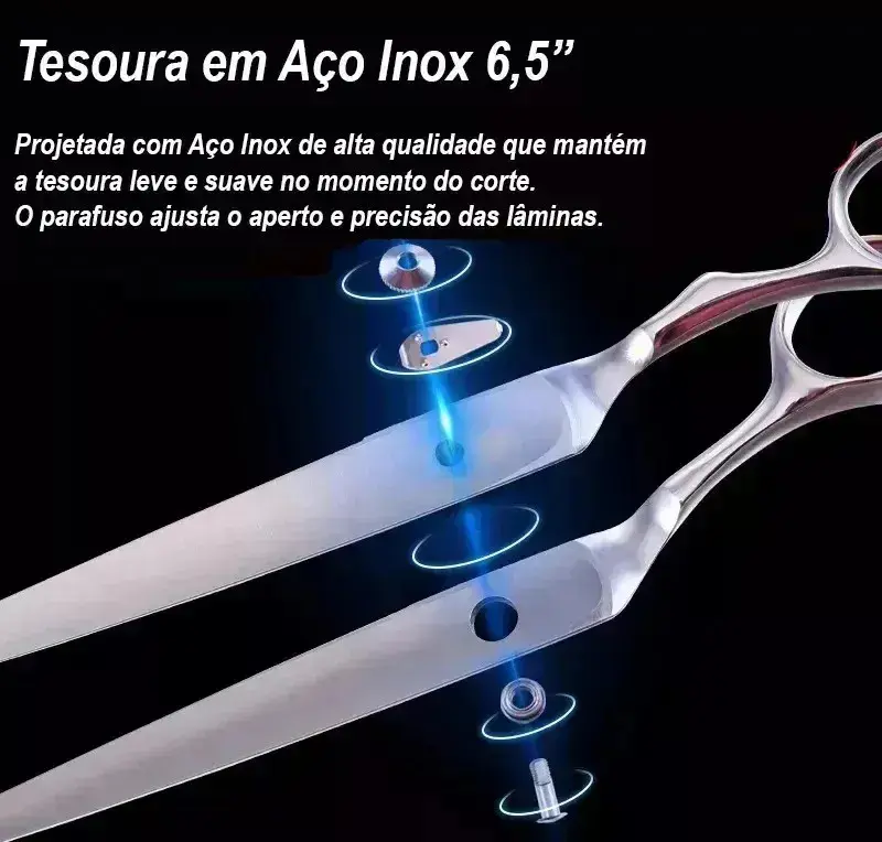 Tesoura Cortar Cabelo Barba Cabeleireiro Descanso Ergonômica Dedo Inox 17,5 cm ASPE SHOP thumbnail 4