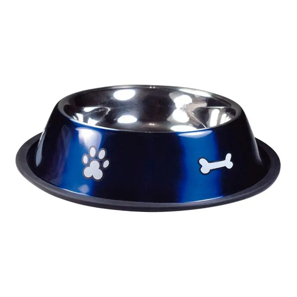 Jambo Comedouro Inox Print Grande Azul Para Cães - 1