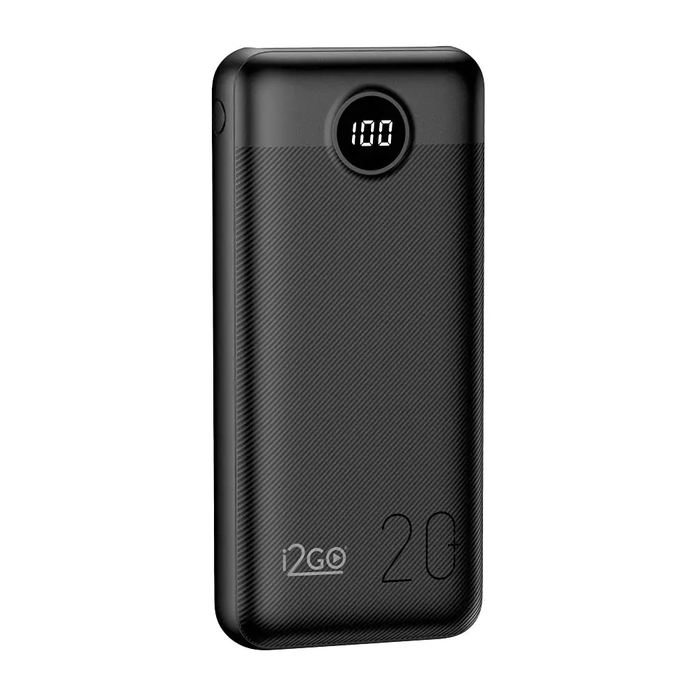 I2GO, Carregador Portátil (Power Bank) Ultra Rápido 20000mAh, Power Delivery 20W, 2 Saídas USB + 1 Saída/Entrada USB-C, Preto, i2GO PRO - 1