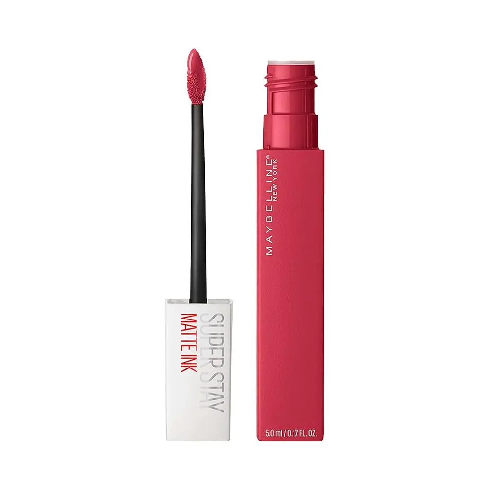 Maybelline SuperStay Matte Ink Batom Líquido Matte Longa Duração 16H com Aplicador Preciso, Não Transfere e Cor Intensa, Acabamento Matte Confortável, Cor 80 Ruler Rosa Avermelhado, 5ml