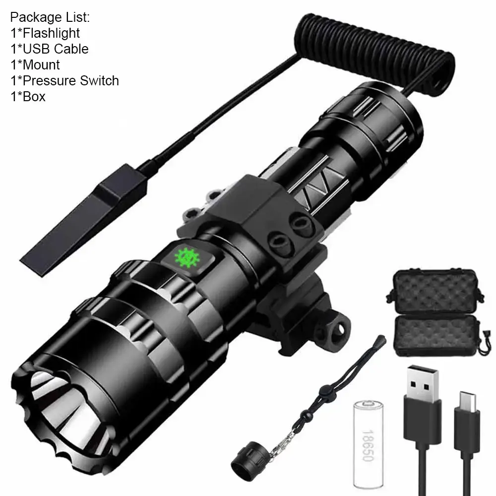 Profissional táticas de caça reconhecimento noturno lanterna led l2 contas lâmpada à prova dwaterproof água recarregável ao ar livre portátil tocha