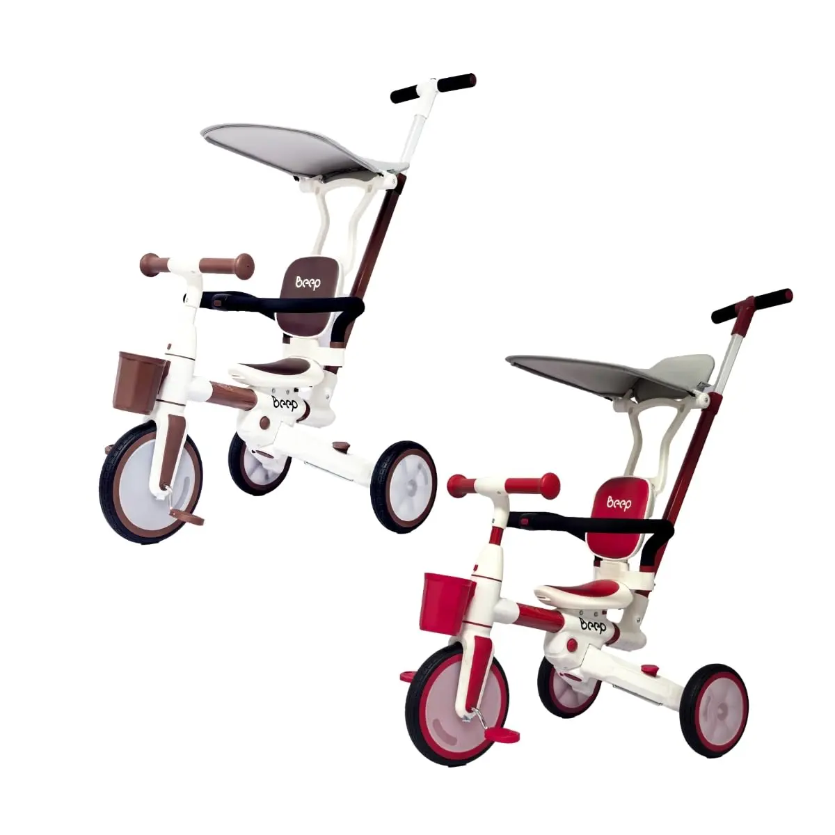 Triciclo Bicicleta Equilíbrio Sem Pedal 4 em1 Beep Maxi Toys (Marrom) - 1