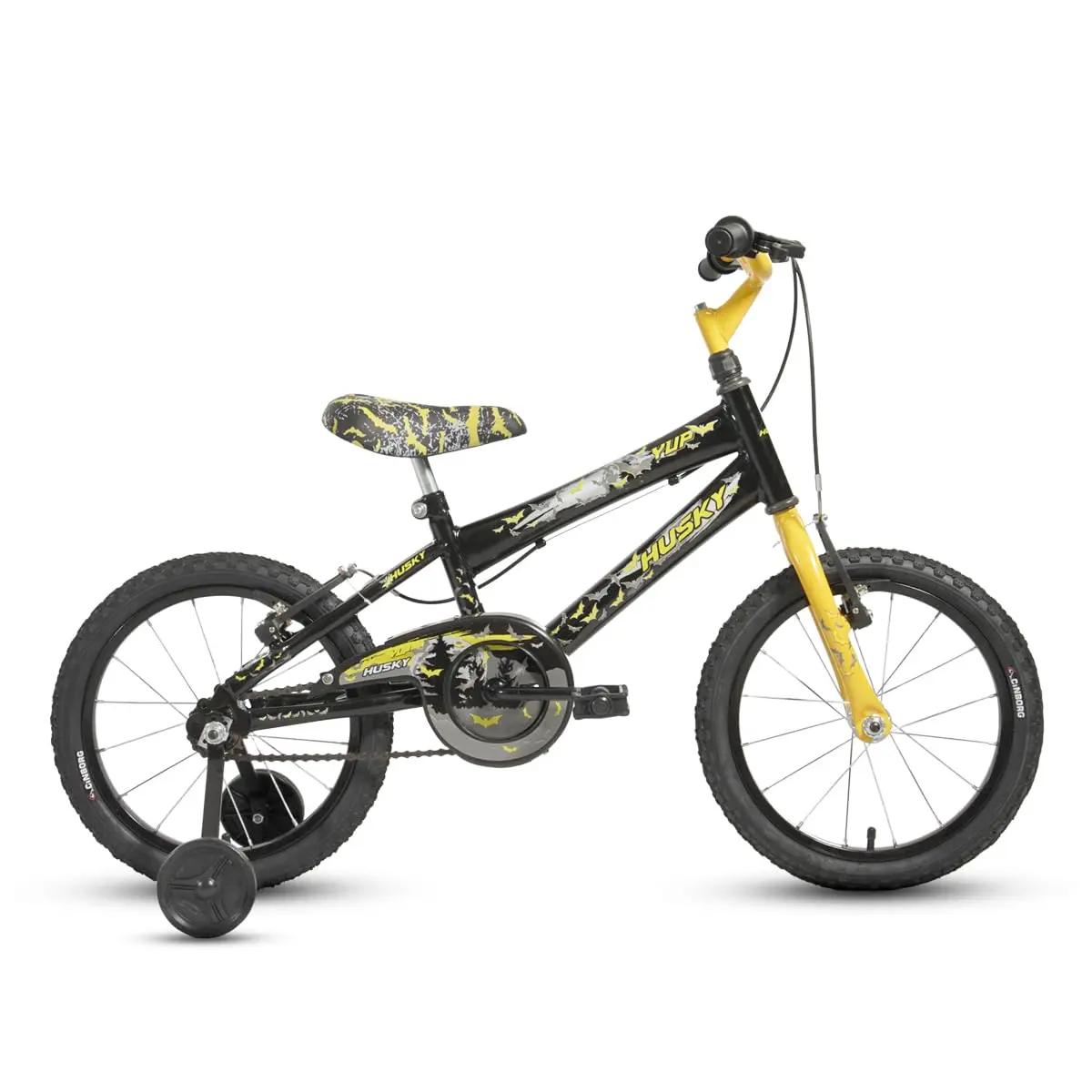 Bicicleta Infantil Husky Aro 16 Menino Homem Morcego Preta com Rodinhas - 1