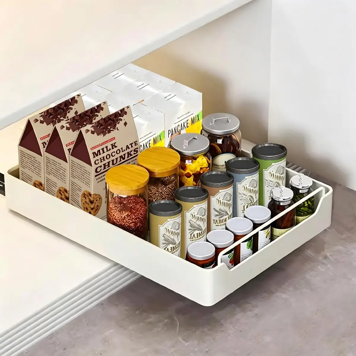BEMMY Organizador De Prateleiras Deslizantes, Gavetas Removíveis De 40x30cm Serviço Pesado Para Armários, Prateleiras Deslizantes Removíveis E Adesivas Para Cozinha, Quarto, Despensa (1 Pacote)