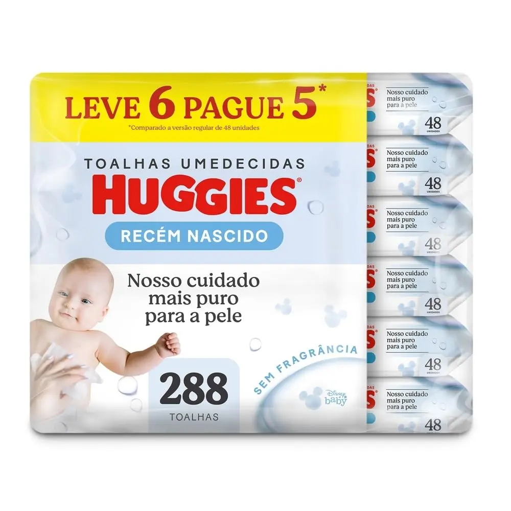 Lenços Umedecidos Huggies Recém-Nascido Sem Fragrância 6x48U - 1