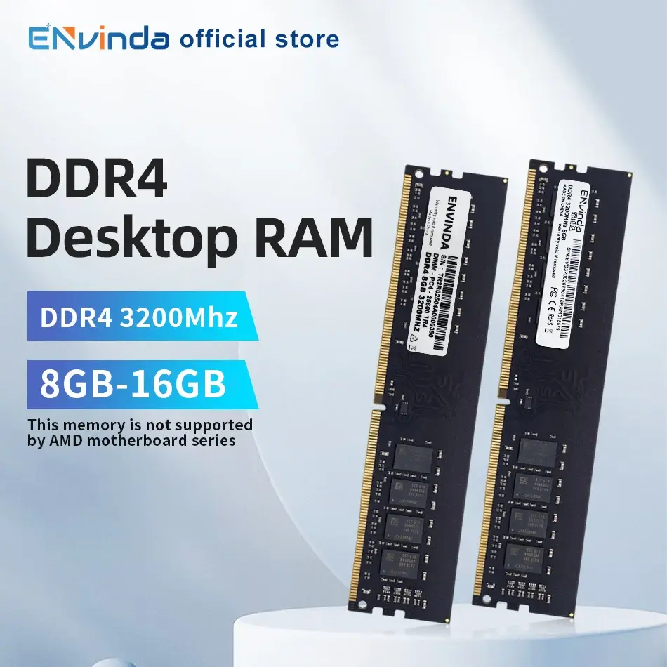 Envinda ddr4 pc ram memoria 8gb 16gb 3200mhz dimm desktop computador memória rams sem suporte placa-mãe amd