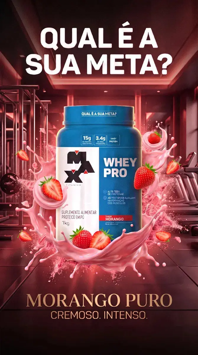 Proteína Max Titanium Whey Pro Concetrado em pó sabor Morango x 1kg thumbnail 5
