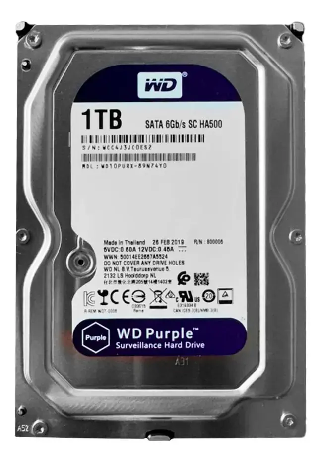 Hd 1tb Western Digital Purple Surveillance, Sata Iii 6gb/s