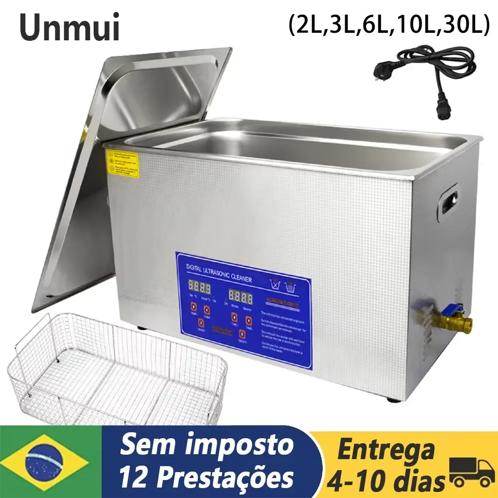 Unmui-2/3/6/10/15/22/30 Litros Limpador Ultrassonico Digital Com Aquecimento, 220v 40khz Alta Frequência Cuba Ultrassônica,Aço i