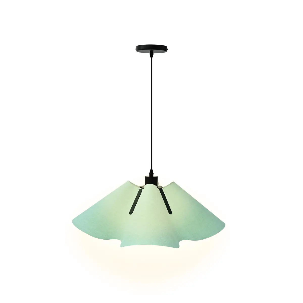 Luminária Pendente de Tecido Azul Grande, Moderna Para Sala e Quarto - 1