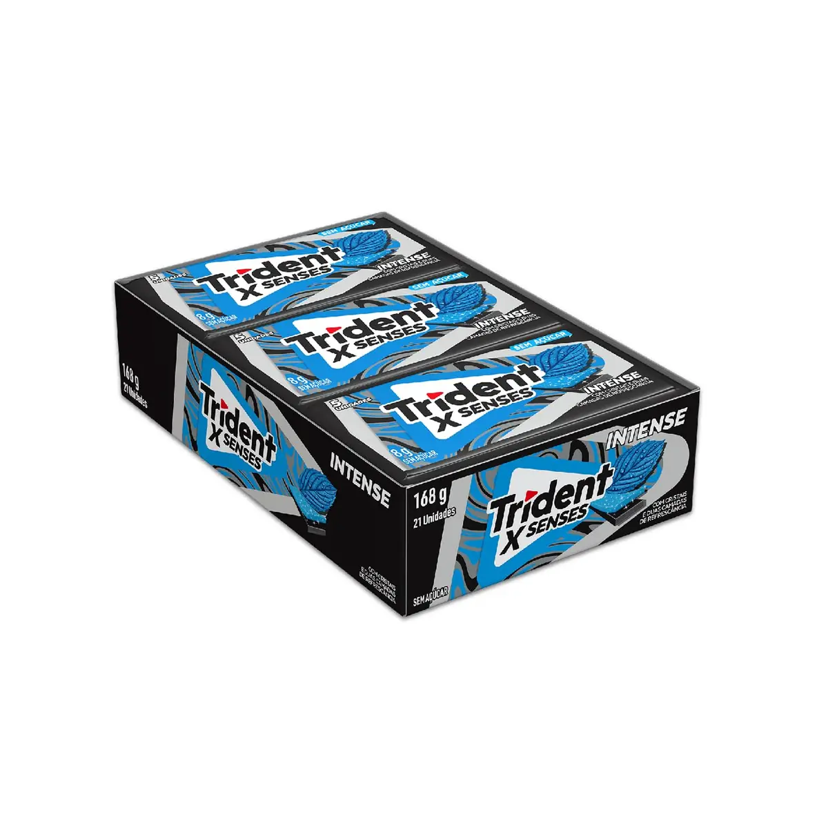 Chiclete Trident XSenses Intense Sem Açúcar - Caixa com 21 unid. de 8g