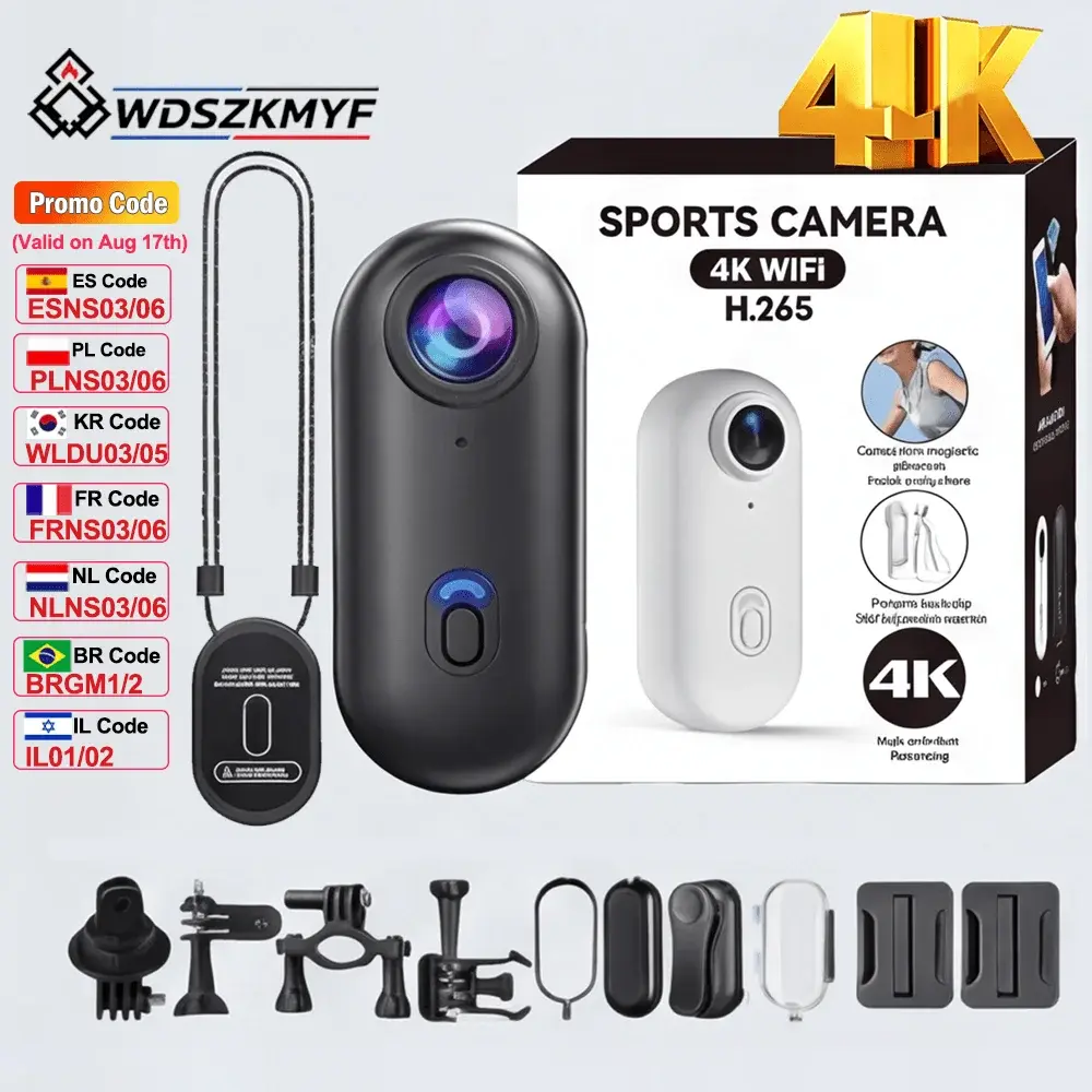 Câmera de Ação Mini 4K HD para Motocicleta com WIFI, Leve, Câmera POV para Motocicleta, Esportes de Estrada, Bicicleta, Vlog, Câmera Corporal para Animais de Estimação