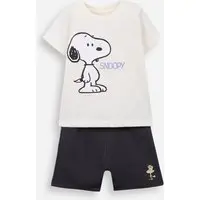 conjunto manga curta snoopy off white